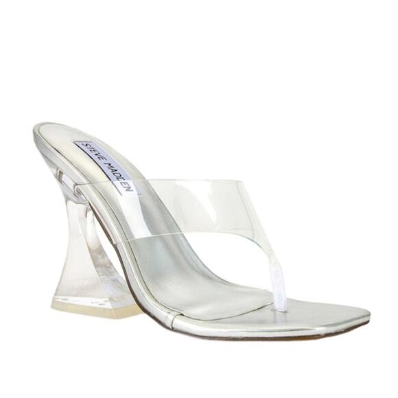New Steve Madden Bounced PVC Heel Sandals in Clear Size 6.5 - Picture 1 of 15